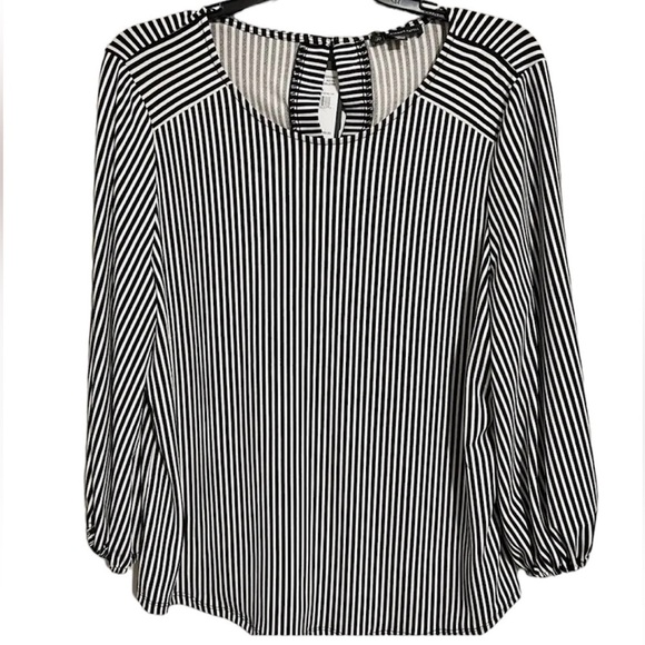 Adrianna Papell Striped Yoke Blouse Size Small - Picture 3 of 8